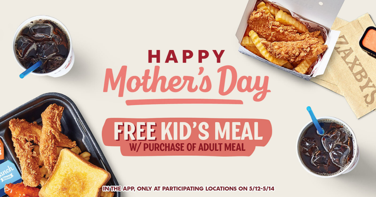 Zaxbys FREE Kids Meal for Mothers Day IN APP