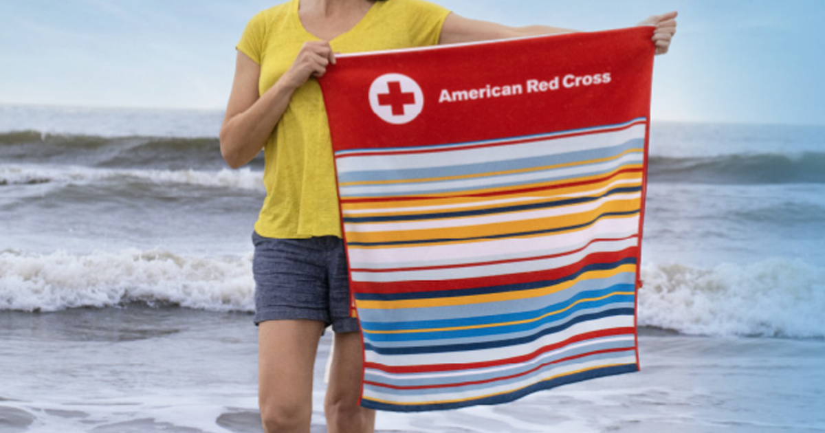 red cross beach towel
