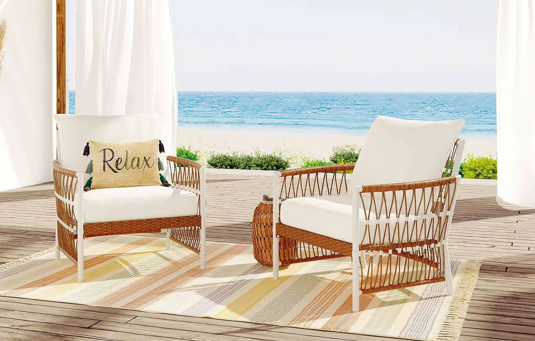 Better Homes & Gardens Lilah 2-Pack Outdoor Wicker Lounge Chair copy