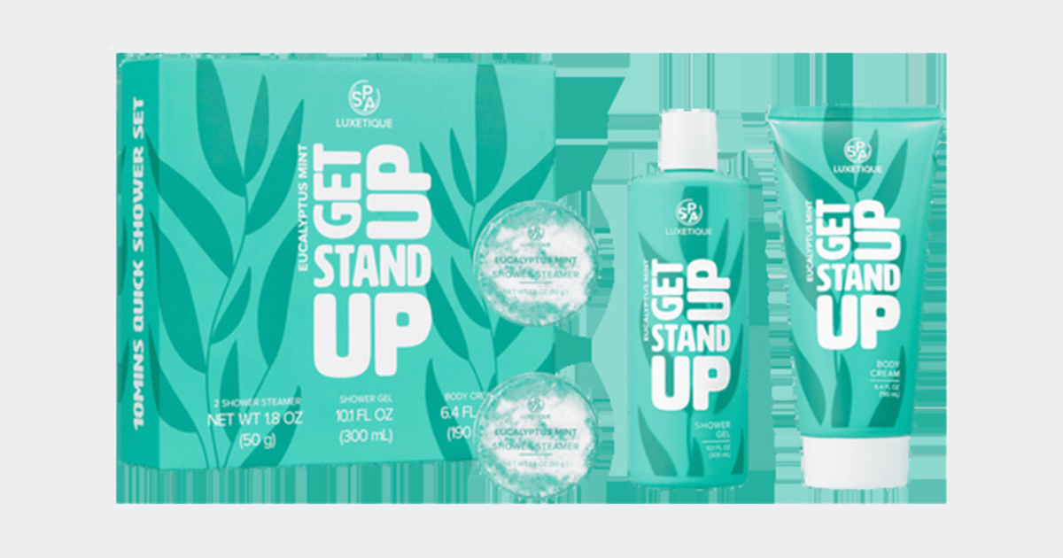 Free Spa Luxetique Eucalyptus Mint Stand Up Bath Set Sample