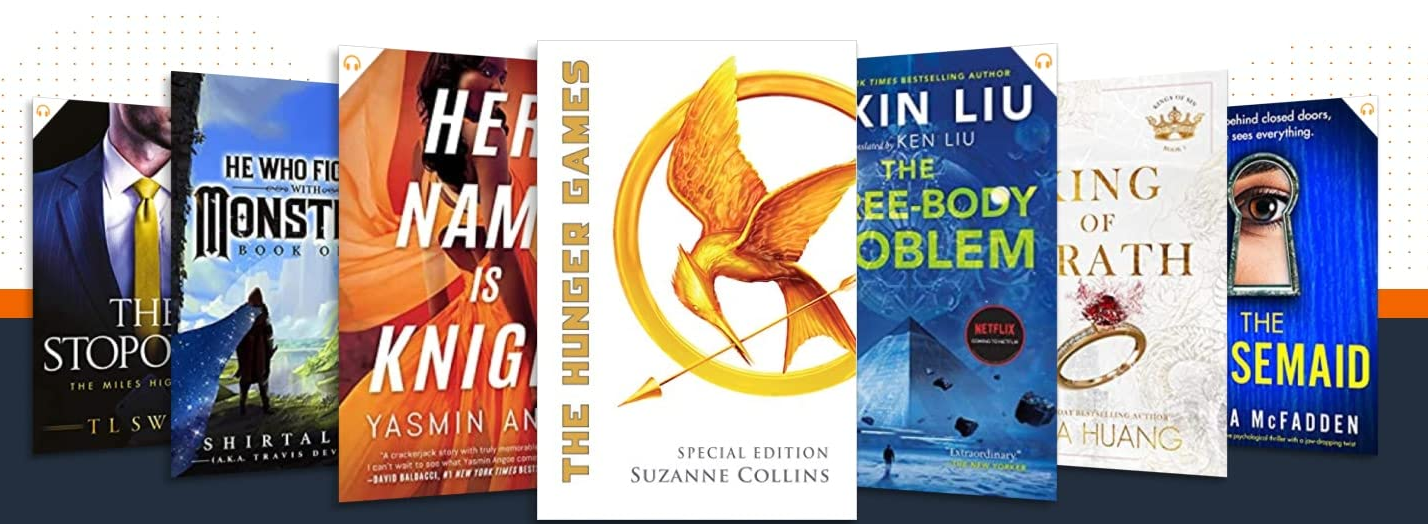 row of audiobook covers