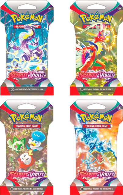 four packs of Pokemon cards