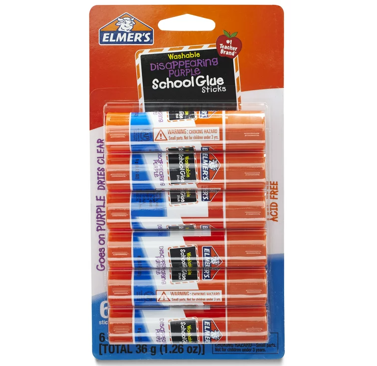 Elmer's Disappearing Purple Washable School Glue Sticks