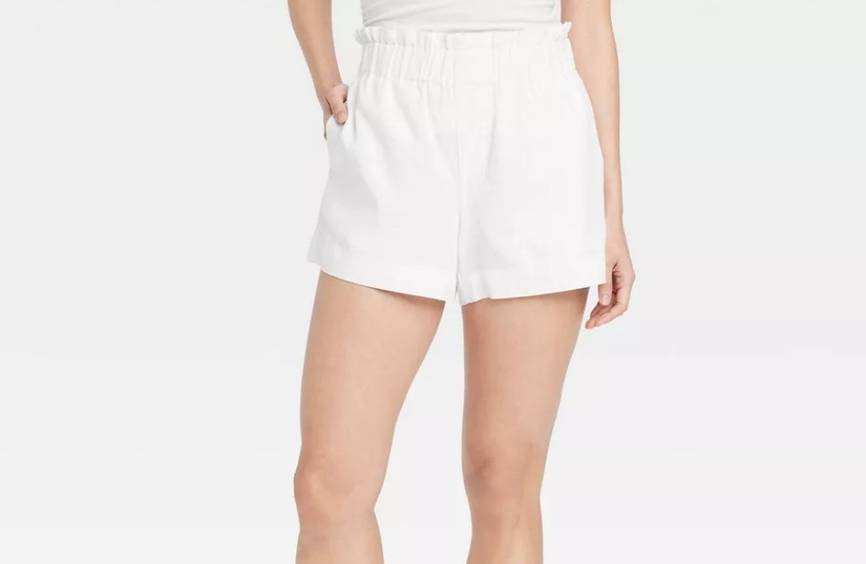 Womens High Rise Linen Pull On Shorts