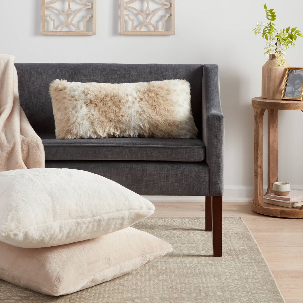 Faux Rabbit Fur Throw Pillow