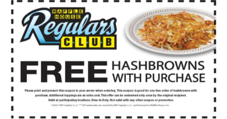 Free Hashbrowns at Waffle House wPurchase