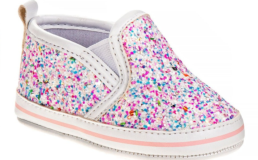 Laura Ashley Pink Blue Glitter Slip On Sneaker