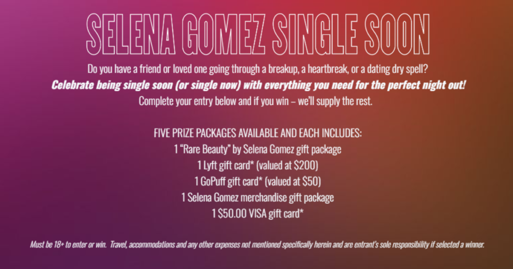 Selena Gomez Single Soon Sweepstakes