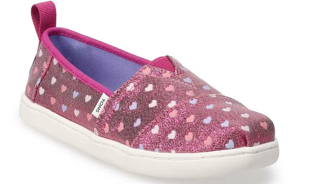 TOMS Glimmer Hearts Girls Alpargata Shoes