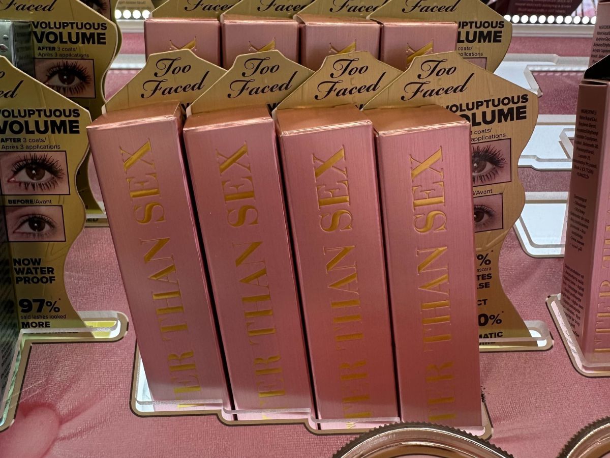 row of Too Faced Better Than Sex Mascaras