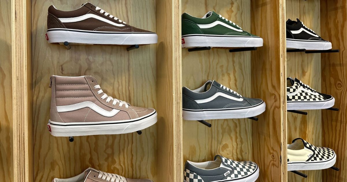 Vans shoes on a shelf