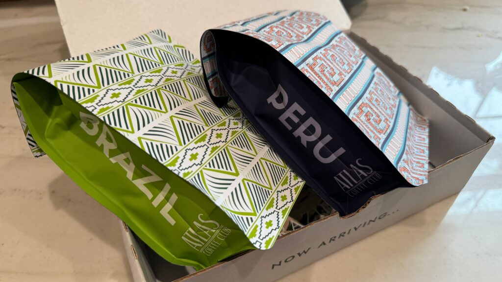 Two Bags of Atlas Coffee from Brazil and Peru