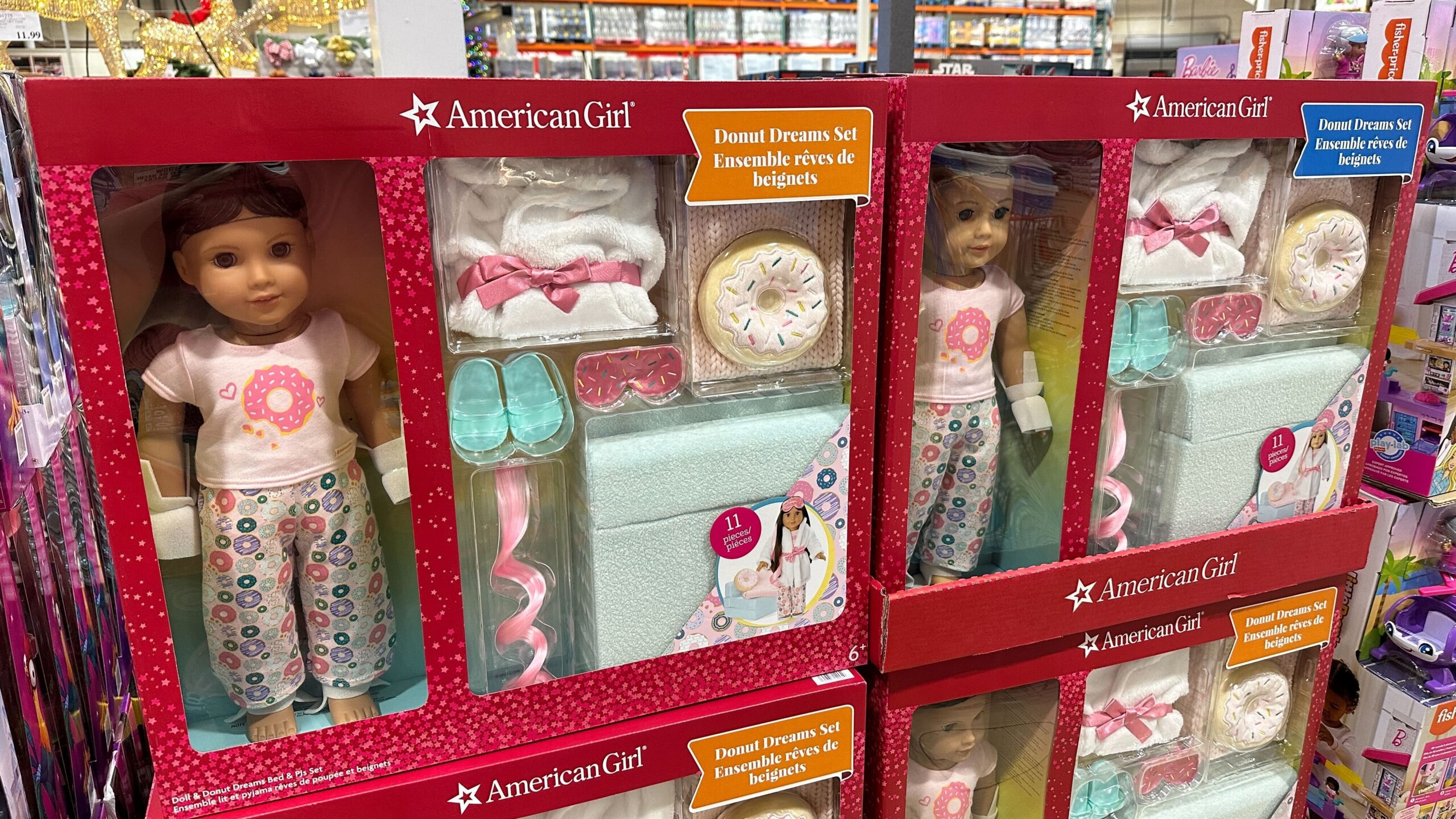 American girl boxes on the shelf at a store