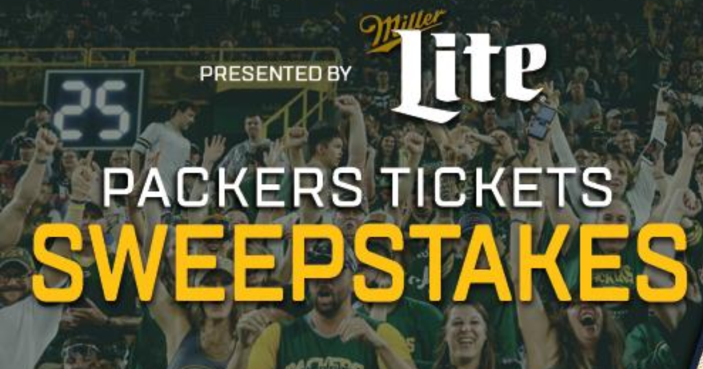packers miller lite ticket sweepstakes