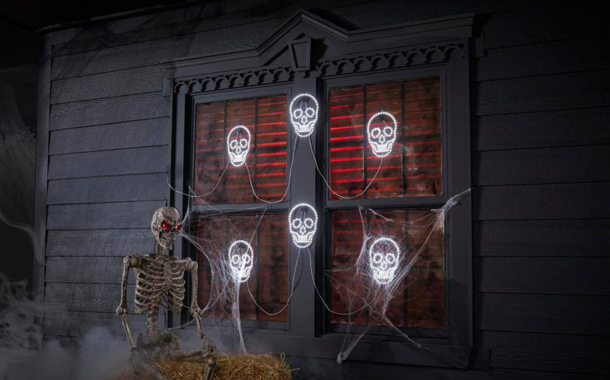 Home Accents Holiday 3 Pack 10 in Hi Vibrant Skulls 2 Pack two rows of lighted skull decorations