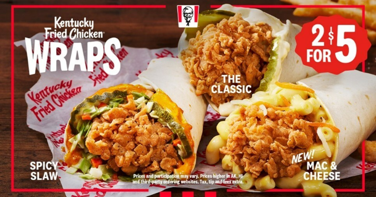 KFC Wraps 2 for $5 on Nov. 12.
