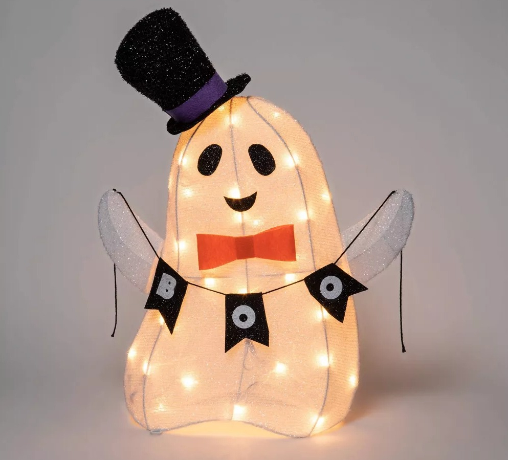 Light Up Ghost BOO Halloween Novelty Sculpture Light
