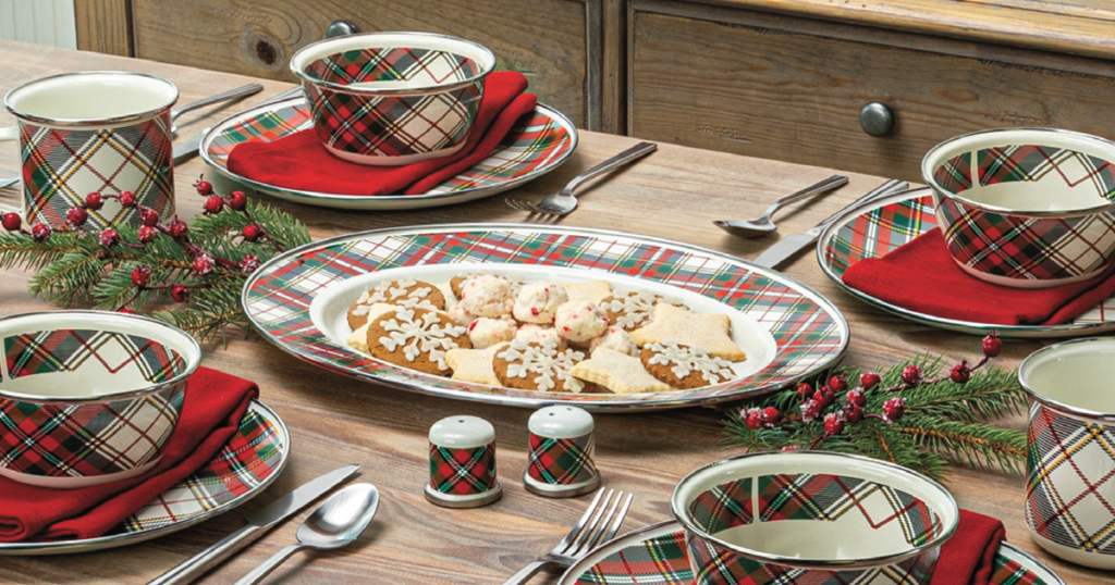 plaid dinnerware
