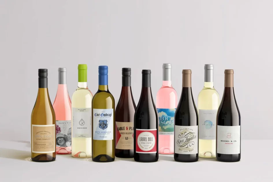 swirl wine bottles mixed