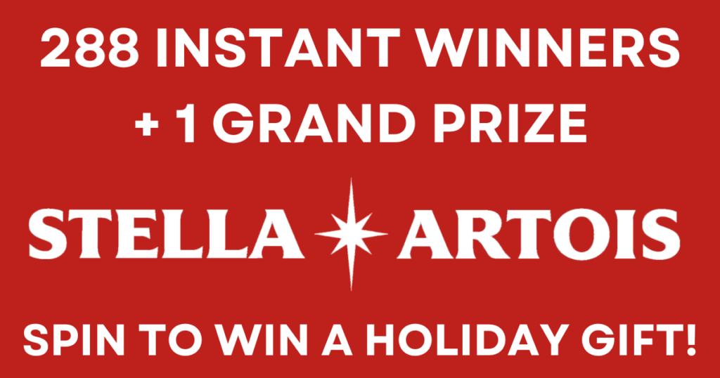 Stella Artois Spin to Win Holiday Sweepstakes Instant Win Game