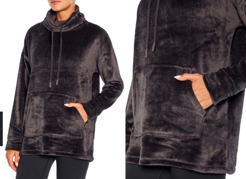 woman wearing a hoodie and an image of her hand in her pocket