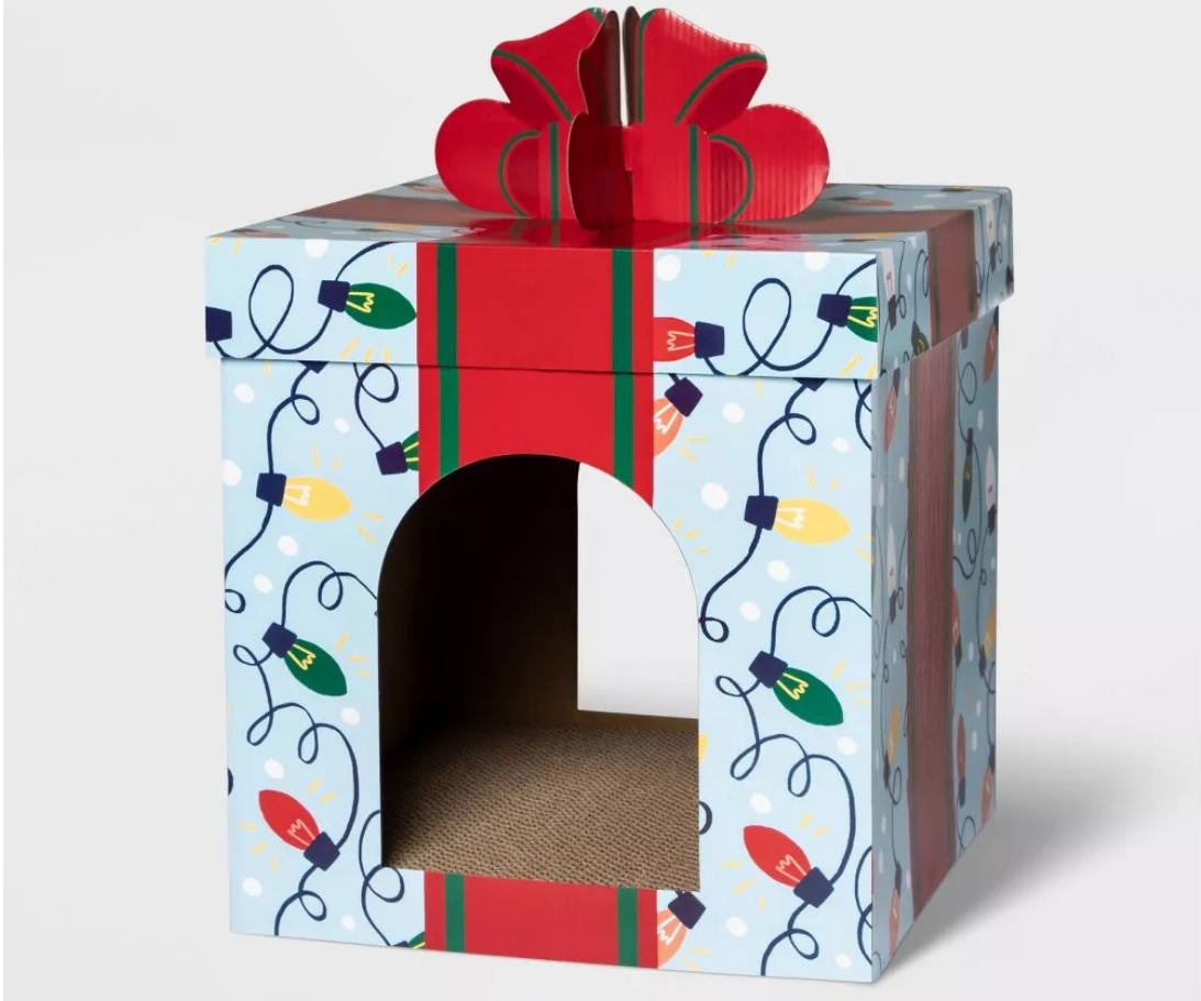 Holiday Present Cat Playhouse Scratcher