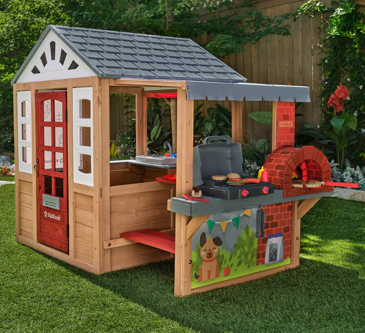 KidKraft Grill Chill Pizza Party Wooden Outdoor Playhouse