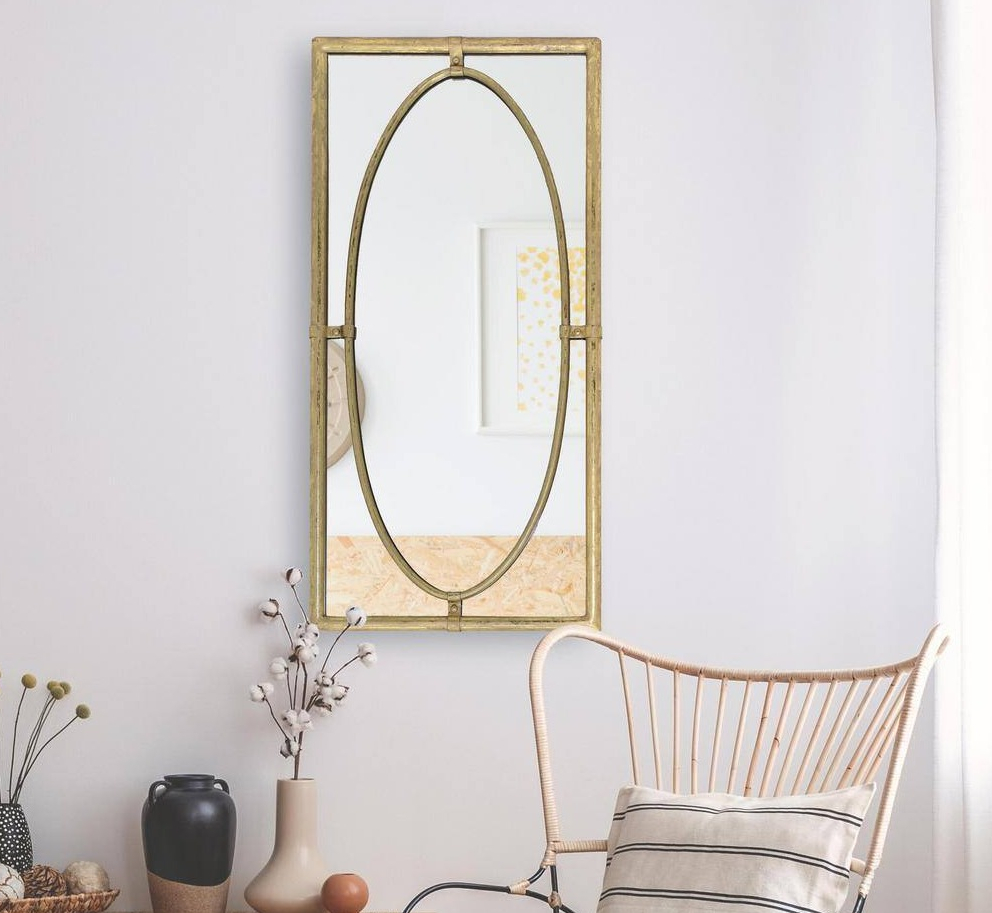 StyleWell Medium Rectangle Gold Antiqued Classic Mirror