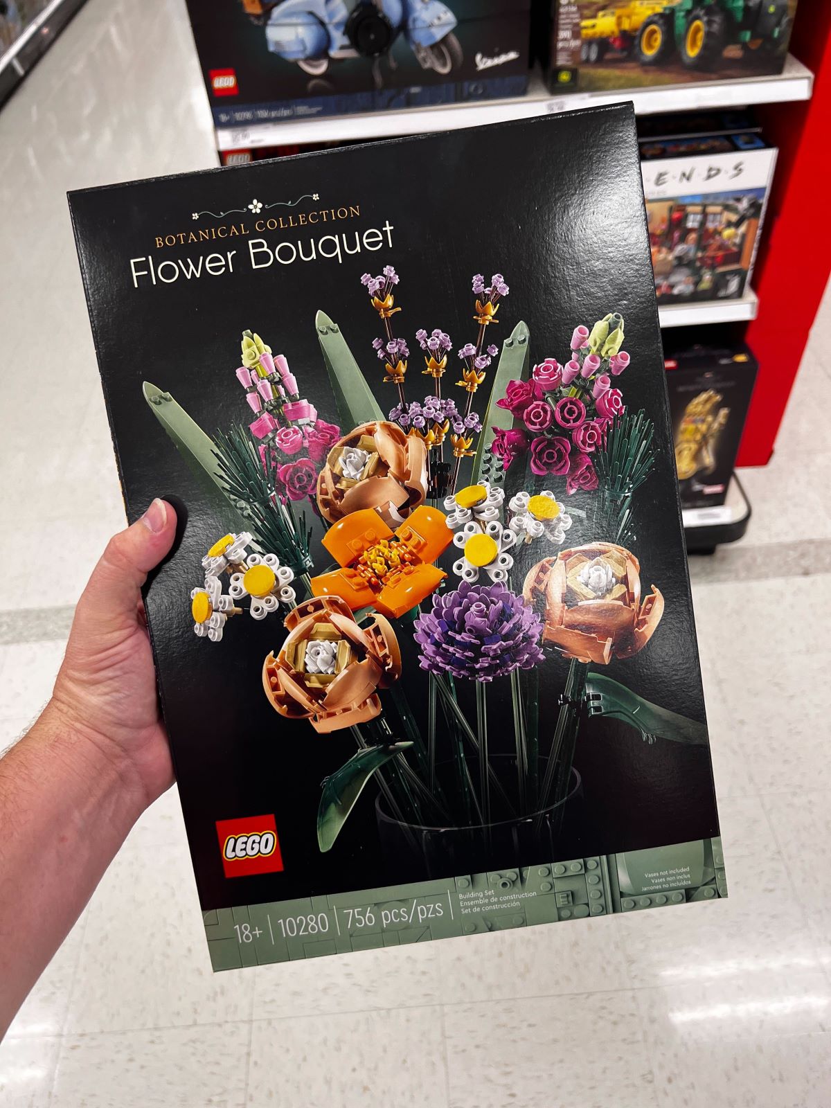 LEGO Flower Bouquet hand holding a LEGO flower bouquet