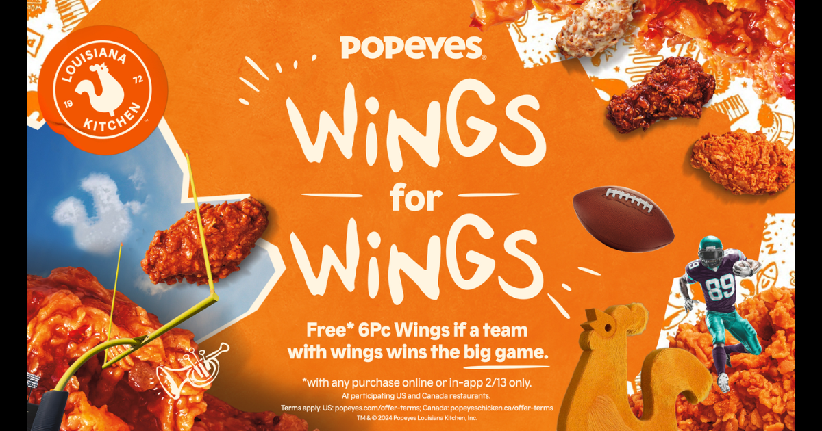 Popeyes Promises Free Wings If a Team With Wings Wins the Big Game ONLY