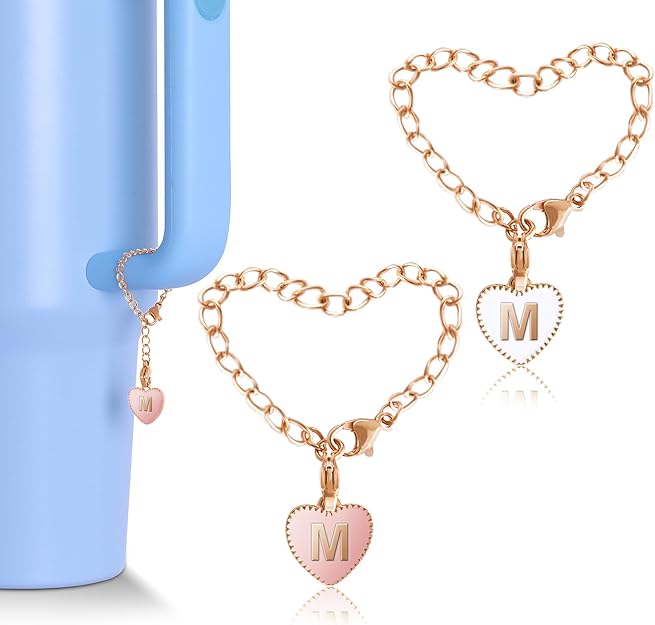Stanley charm bracelets with the letter M on a heart