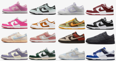 Various Nike Dunk Low Sneakers in a Grid - New Nike Shoe Color Releases & Restocks