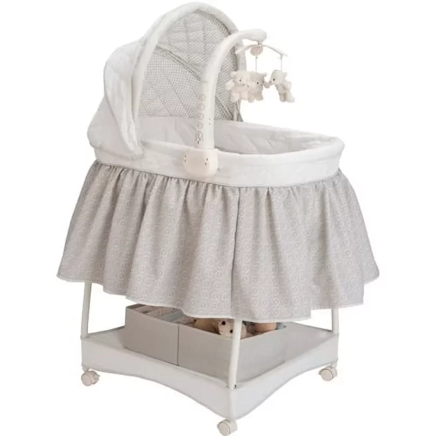 Delta Children Smooth Glide Bassinet Silver Linings e df bba c e a aa f ba d ee b a f