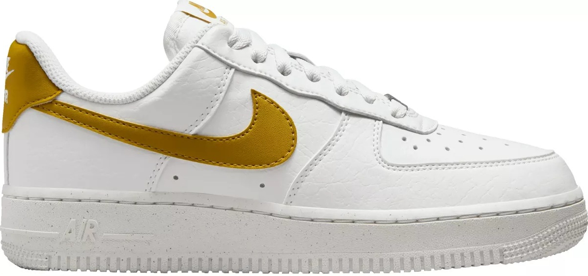 Nike Women s Air Force Shoes white Nike sneaker with gold accents