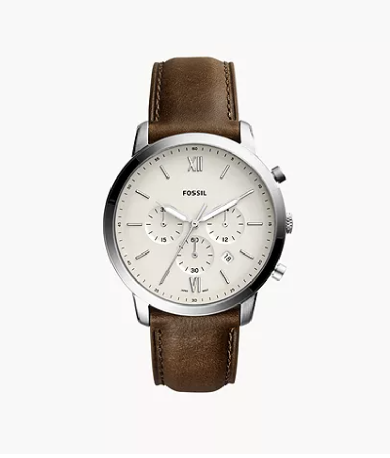 brown leather fossil watch mens