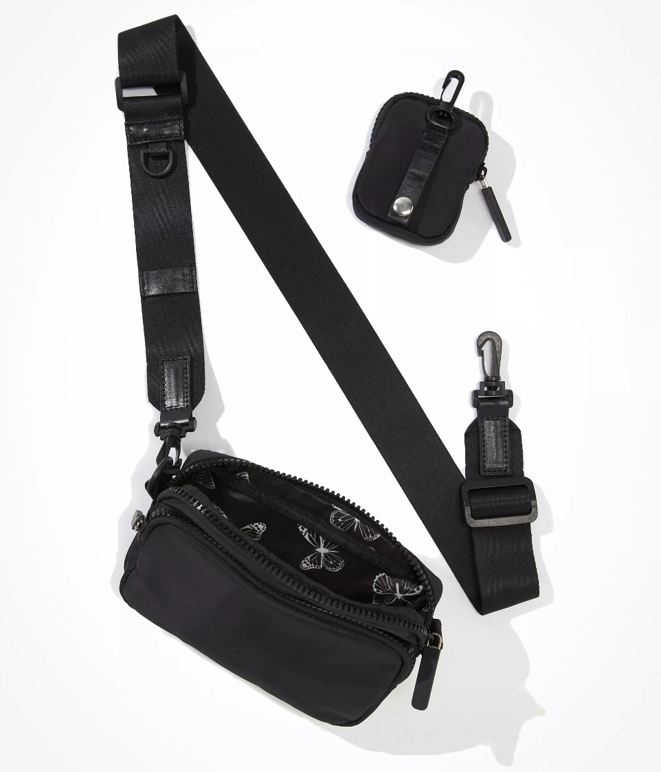 black belt bag and mini pouch