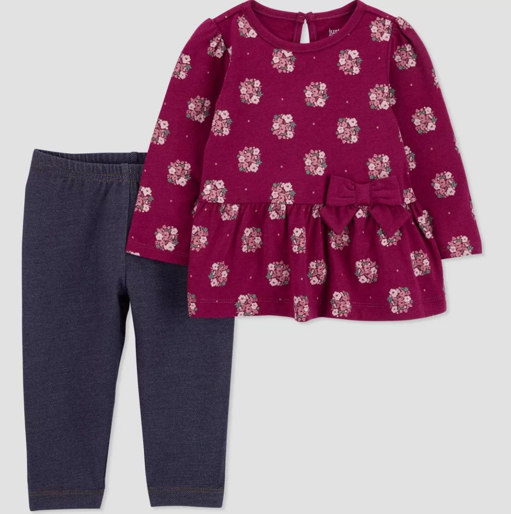 toddler floral top and grey bottoms