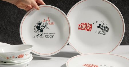 mickey mouse club Disney Corelle dinnerware with image of mickey mouse in the center