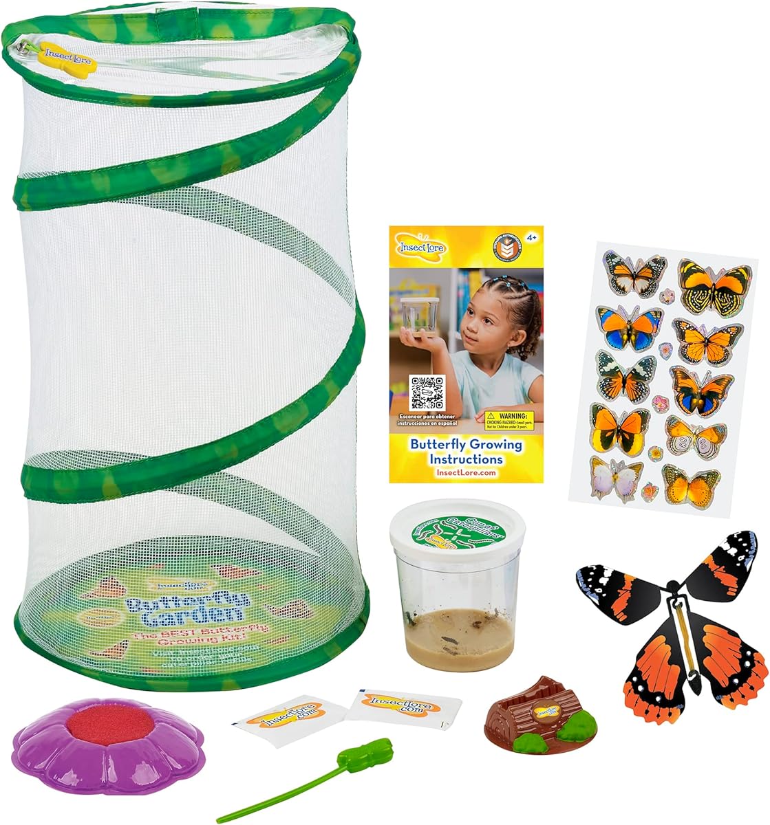 Insect Lore Mini Butterfly Garden butterfly garden set with net, caterpillars, stickers, and feeder