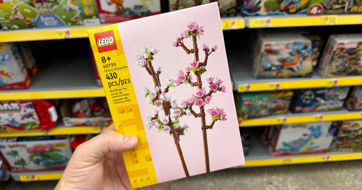LEGO Cherry Blossoms in hand at store LEGO Cherry Blossoms in hand at Walmart on clearance deal