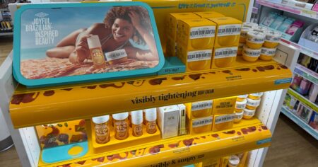 Store display of Sol de Janiero beauty products