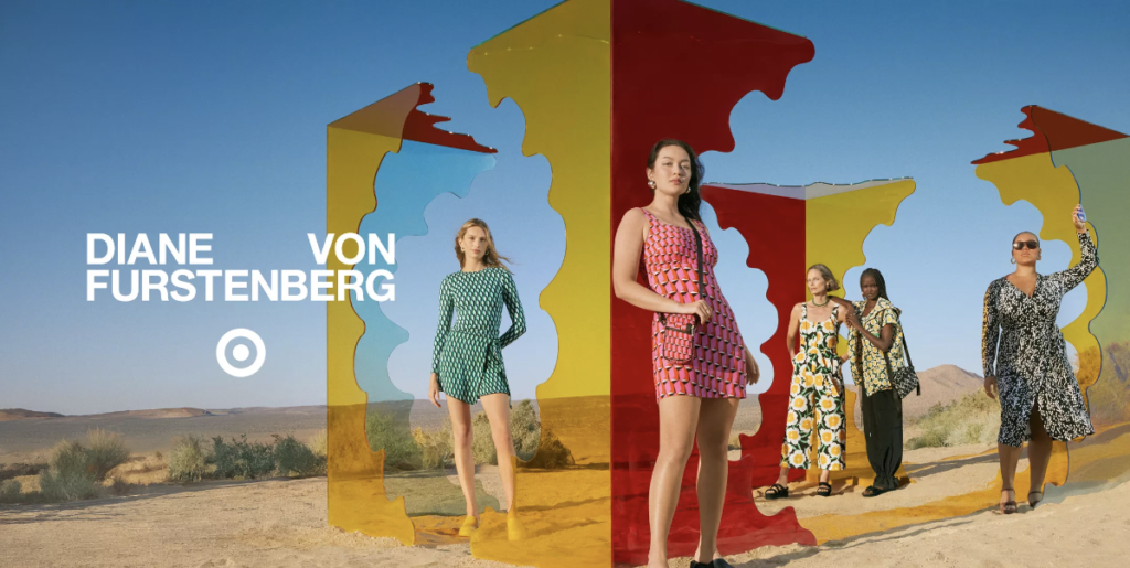 Target X Diane Von Furstenburg women wearing dressing standing outdoors