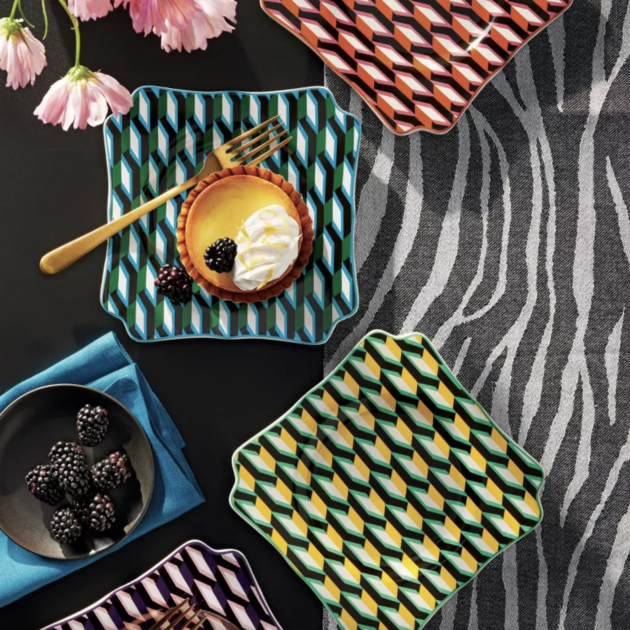 plates from the target X Diane Von Furstenburg collab sitting on table - multi colored