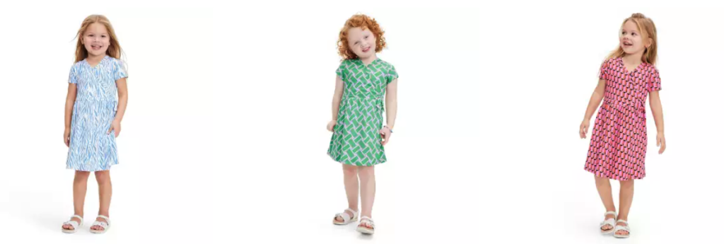 Toddler Short Sleeve Pink Modern Geo Faux Wrap Dress DVF for Target