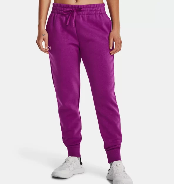woman wearing purple under armour jogger pants