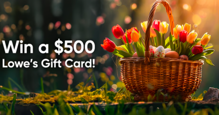 basket with flowers and eggs