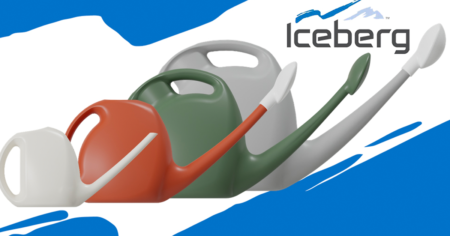 line of iceberg watering cans