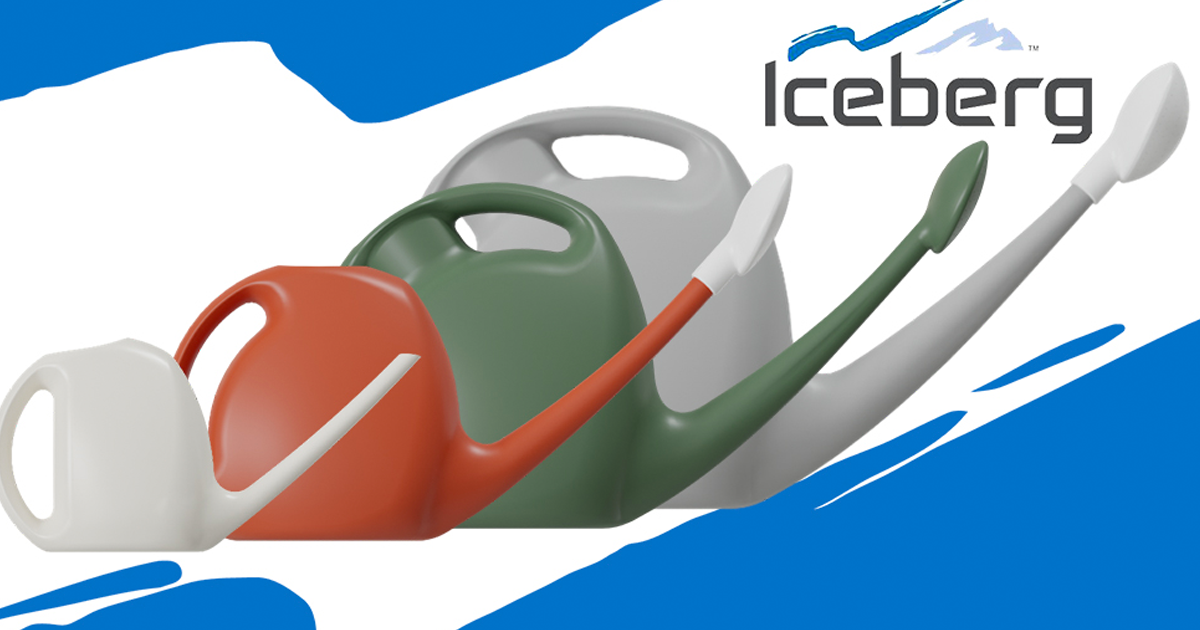 line of iceberg watering cans