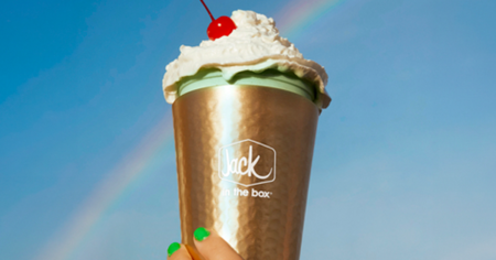 jack in the box mint shake in hand