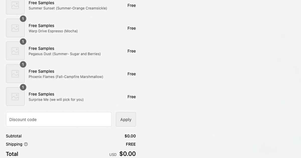 order with zero total